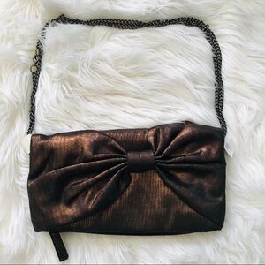 GAP Metallic Bronze Bow Crossbody Clutch Bag